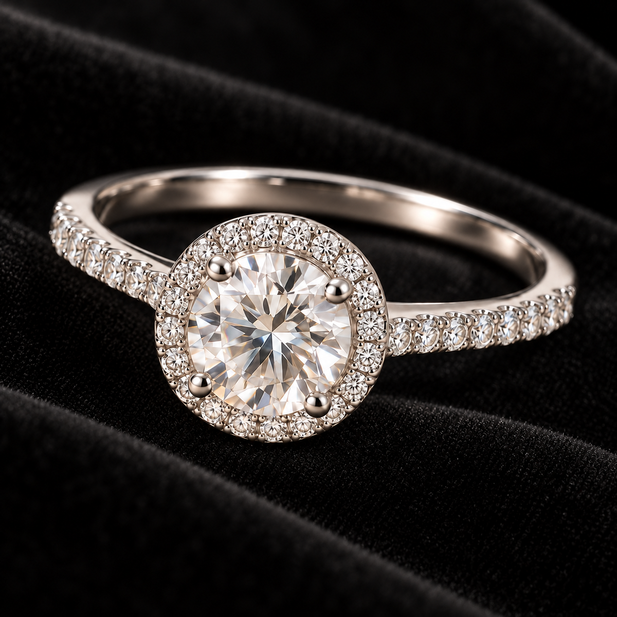 Bague halo ronde en moissanite de 2 carats – JOYA.