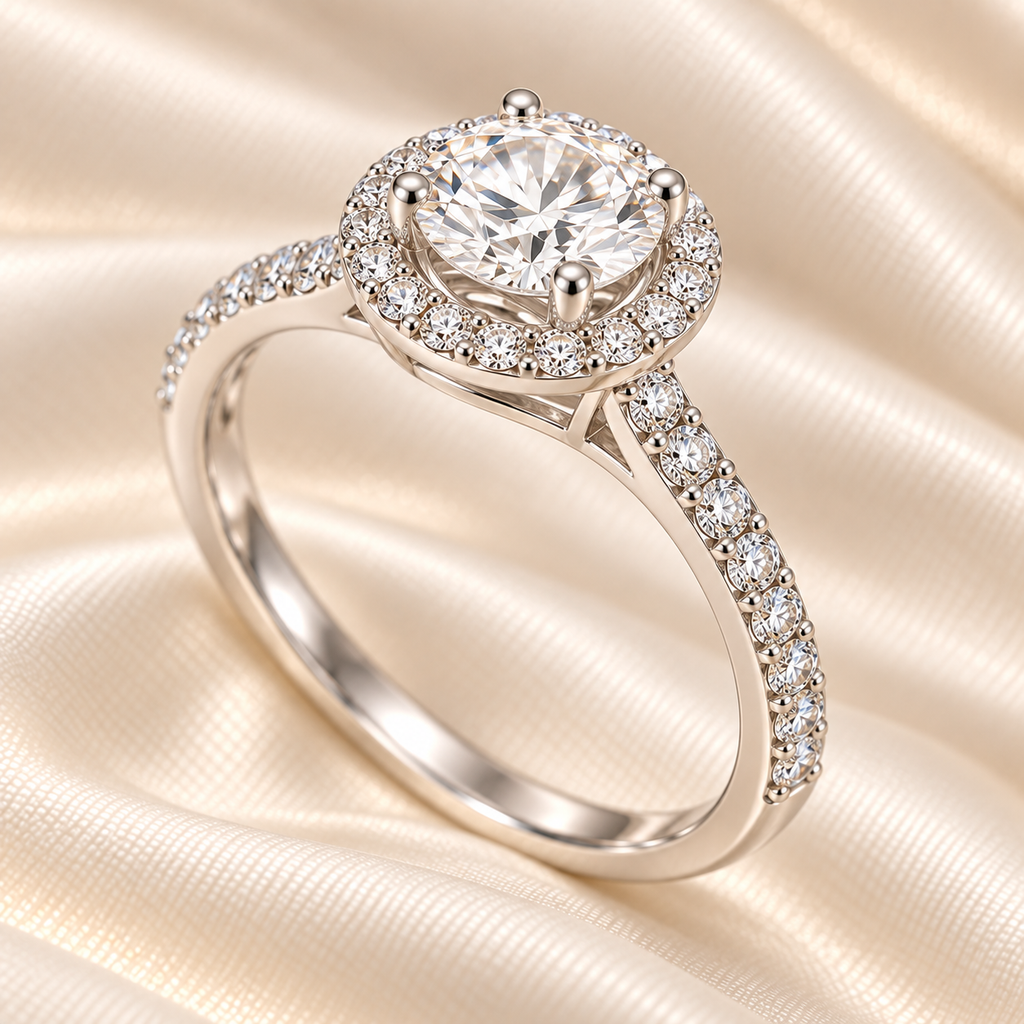 Bague halo ronde en moissanite de 2 carats – JOYA.