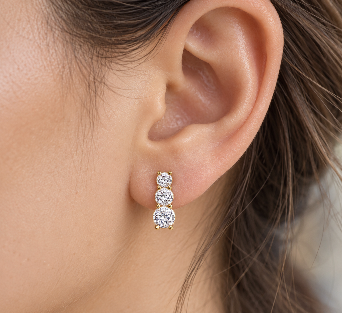 Boucles d’oreilles trois moissanites | JOYA