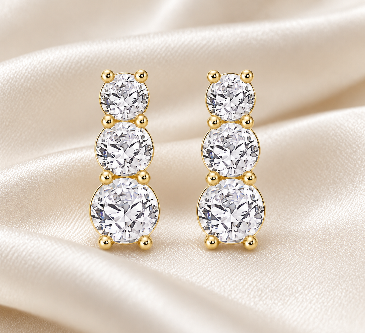 Boucles d’oreilles trois moissanites | JOYA