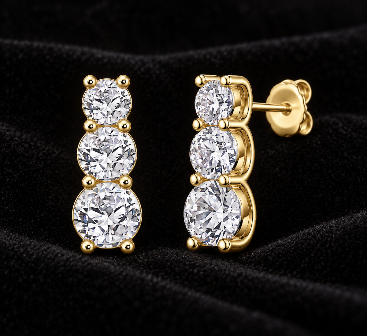 Boucles d’oreilles trois moissanites | JOYA
